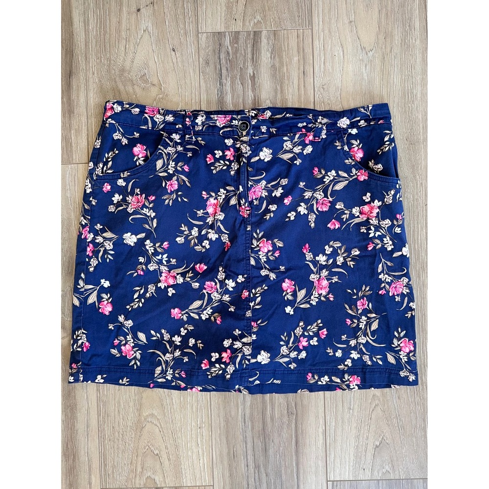 Karen Scott Navy Floral Skort Womens 16 Pink Botanical Garden Preppy Cottagecore